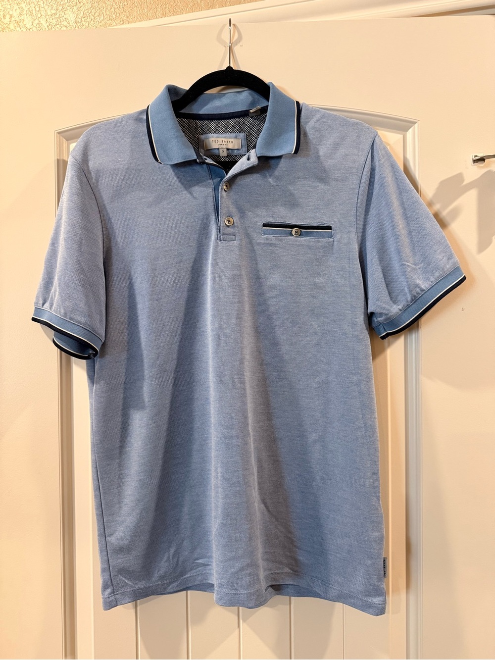 Ted Baker Light Blue Polo with Navy Contrast Trim